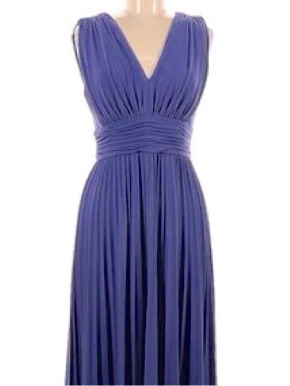 Vintage Periwinkle Violet Dress V Neck Cinched Waist Pleated Dress